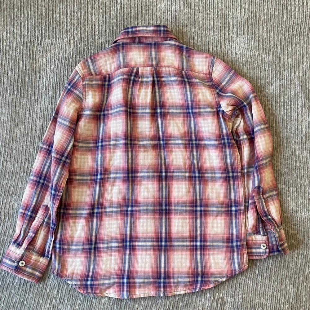 NWT Gap Kids Plaid Button Down Shirt Size 8 Medium‎ Blue Pink Spring